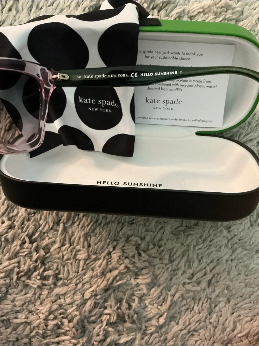 NWT Kate spade Pink Transparent Cat Eye Sunglasses preppy luxury resort wear